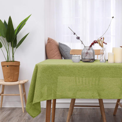 Grüne Leinenoptik Tischdecke 200x137 cm – Wasserabweisend