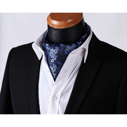 Herren Krawattenschal & Einstecktuch Set Navy Blau Paisley Seide