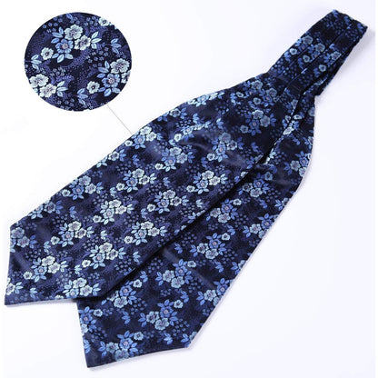 Herren Krawattenschal & Einstecktuch Set Navy Blau Paisley Seide