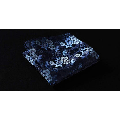 Herren Krawattenschal & Einstecktuch Set Navy Blau Paisley Seide