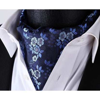 Herren Krawattenschal & Einstecktuch Set Navy Blau Paisley Seide