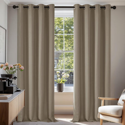 Blickdichte Vorhänge 2er Set, Taupe, 290x140 cm – Verdunkelung & Wärmeisolierung