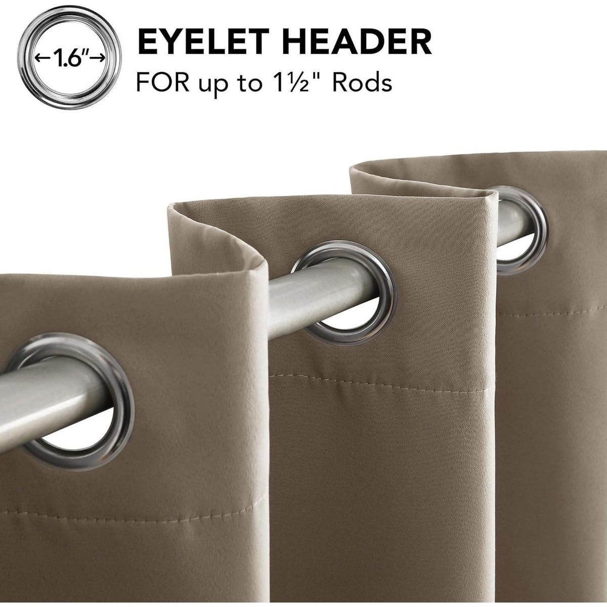 Blickdichte Vorhänge 2er Set, Taupe, 290x140 cm – Verdunkelung & Wärmeisolierung