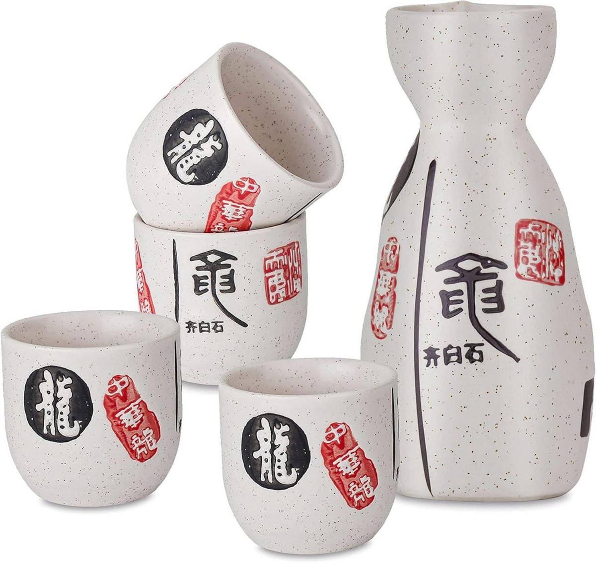 Japanisches Sake Set aus Steinzeug 5-teilig in Geschenkverpackung