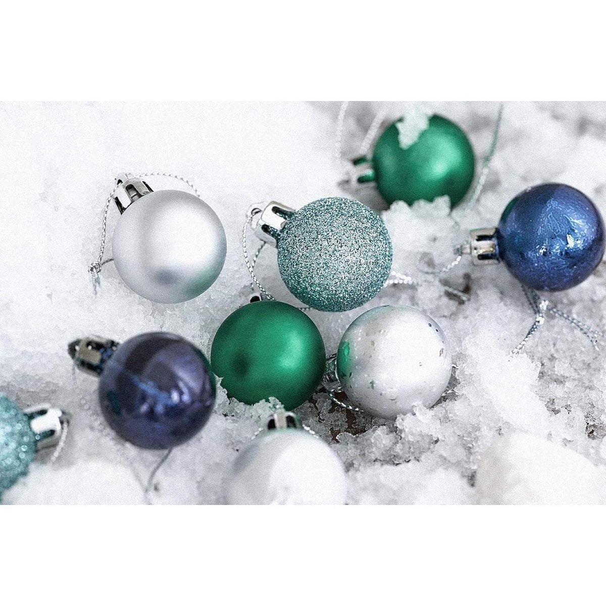 49x Weihnachtskugeln 3cm Blau Grün Silber Glänzend Matt Bruchfest