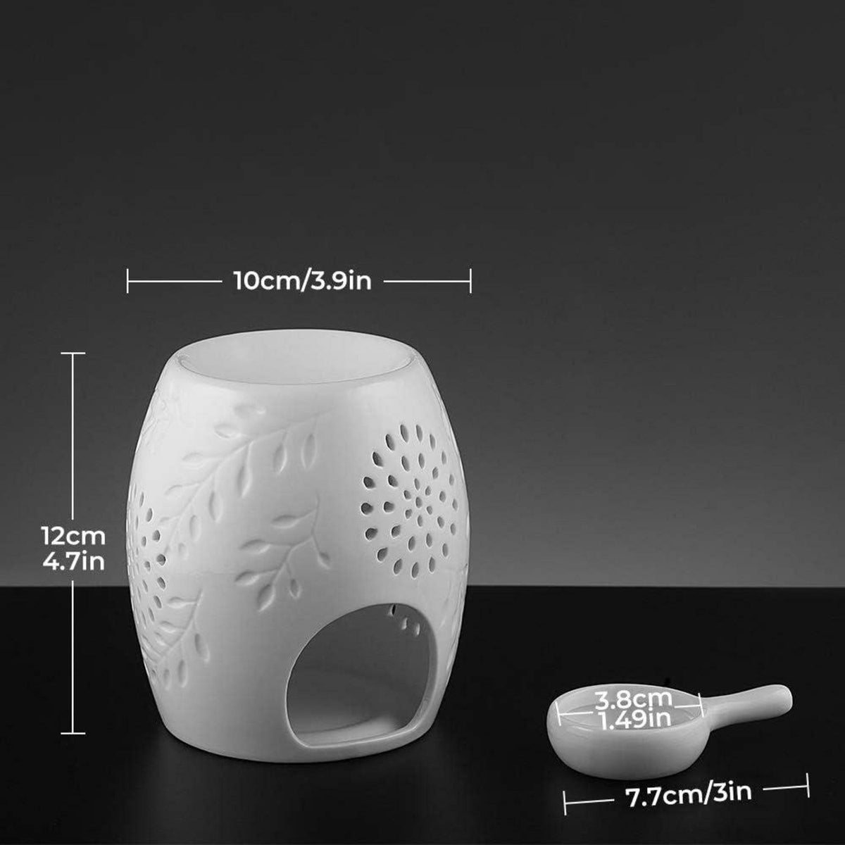 Aromalampe Teelichthalter Keramik weiß Candle Löffel Duftlampe + Kerzenhalter