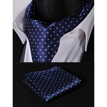 Herren Krawattenschal & Einstecktuch Set, Paisley Jacquard, Navy Blau