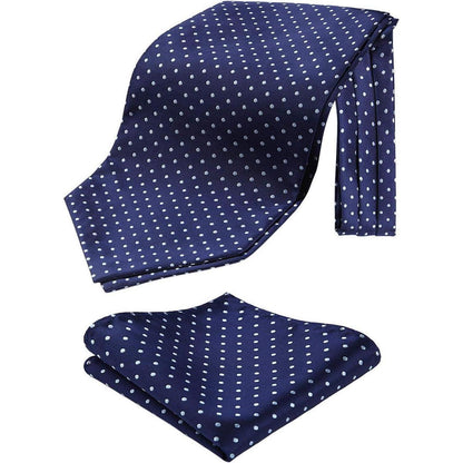 Herren Krawattenschal & Einstecktuch Set, Paisley Jacquard, Navy Blau