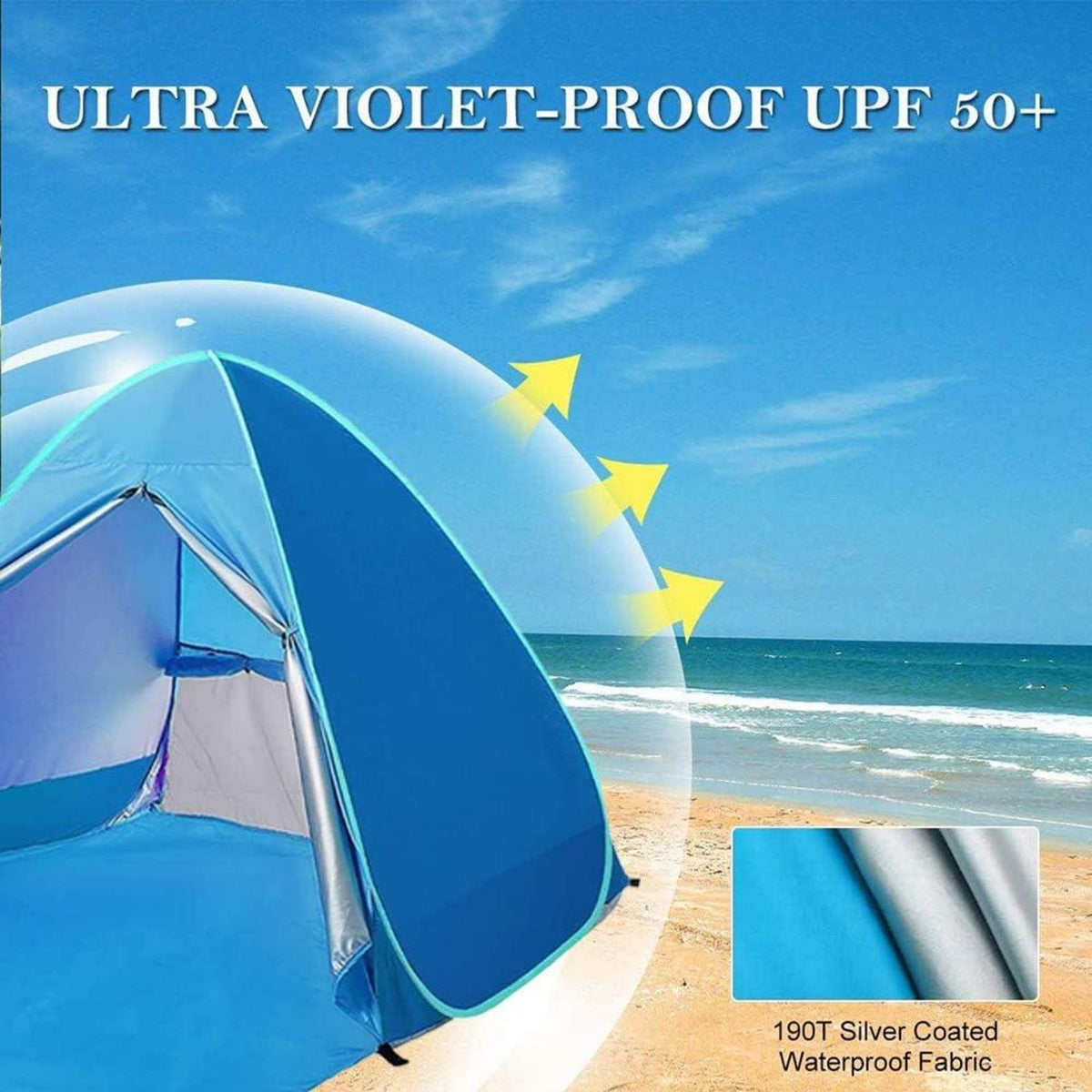 Portable Beach Zelt mit Reißverschluss Tür UV-Schutz Pop Up Shelter