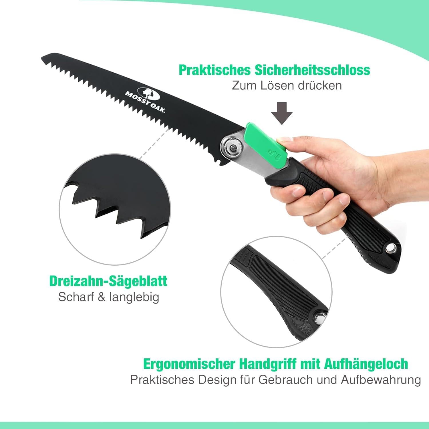 Mossy Oak 3-in-1 Klappsäge mit 3 scharfen