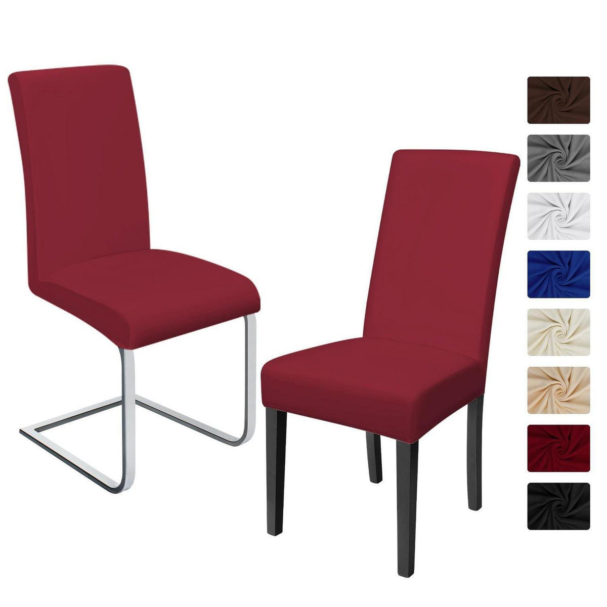 2x Stuhlhussen Stretch Rotwein – Elastischer Sitzbezug