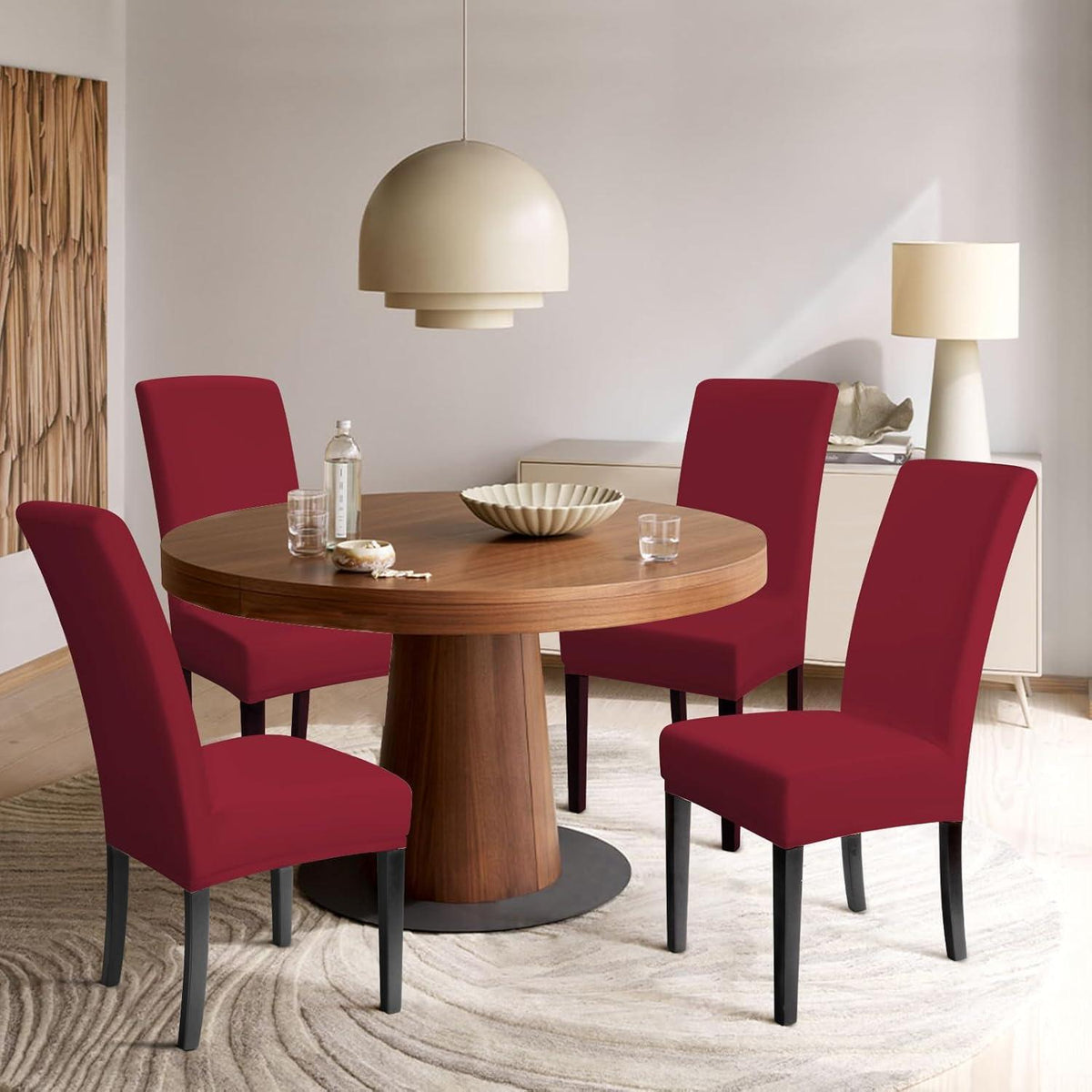 2x Stuhlhussen Stretch Rotwein – Elastischer Sitzbezug