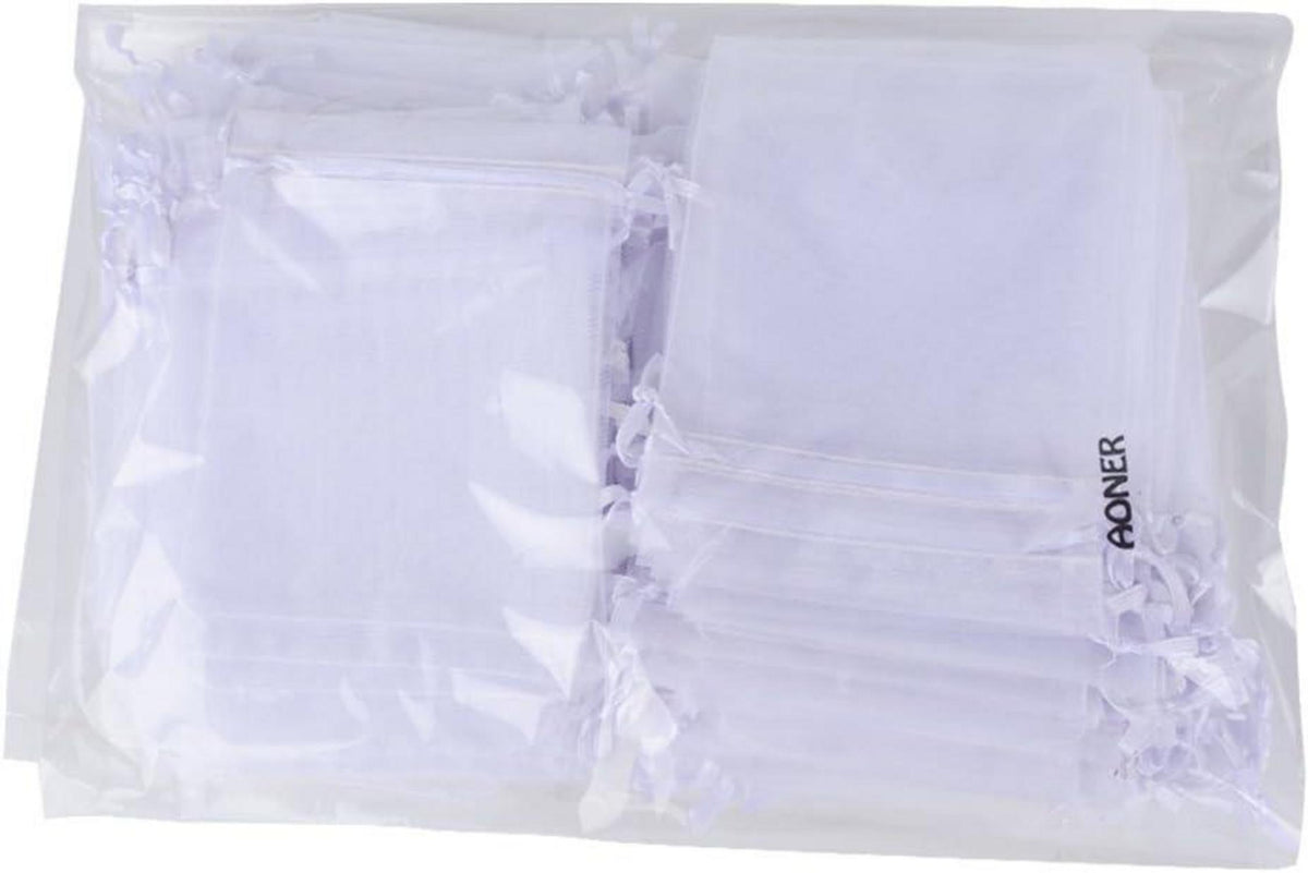 100 Organzabeutel weiß transparent 10x12cm für Geschenke