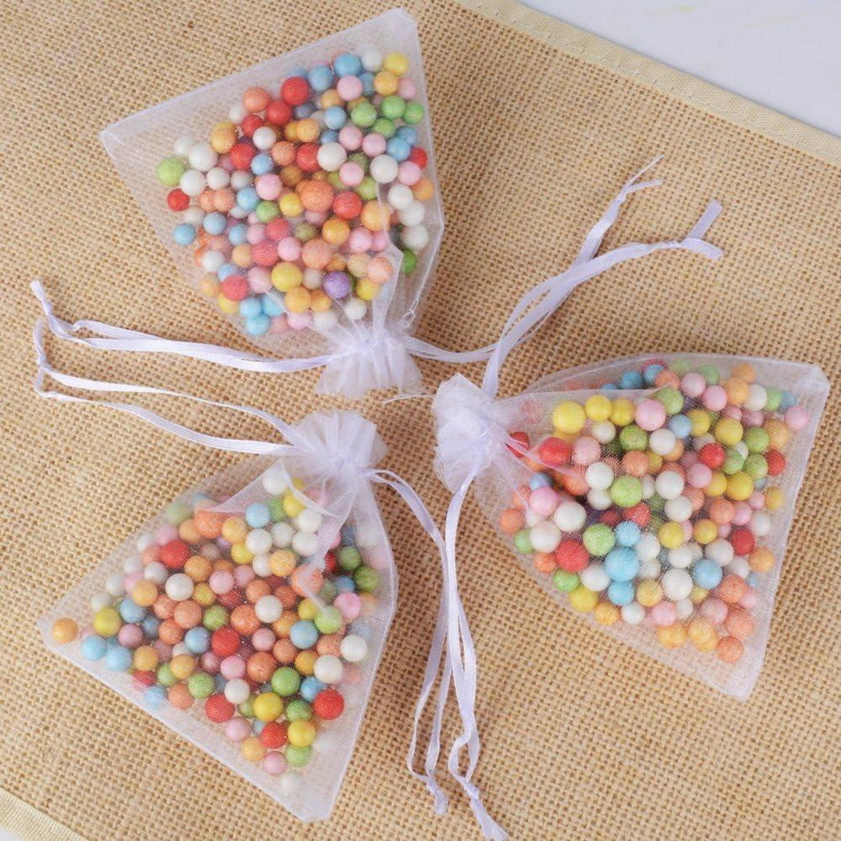 100x Organzabeutel transparent weiß für Geschenke Hochzeit Party