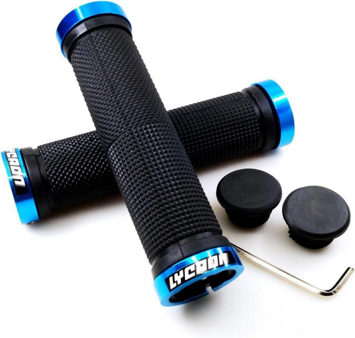 Fahrrad Lenker Griffe rutschfestes Gummi Aluminium Lock Blau