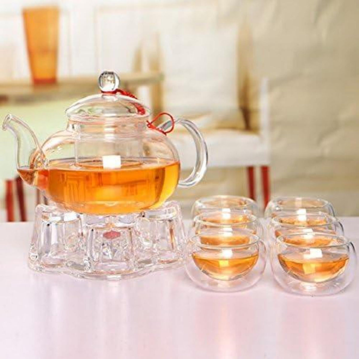 Elegante Teekanne aus hitzebeständigem Klarglas - 600 ml
