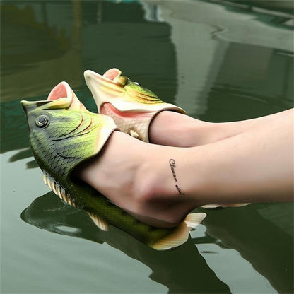 Fisch Hausschuhe Grün – Strand Schuhe mit Riemen