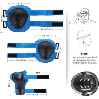 Kinder Schutzausrüstung Set 7-in-1 Helm & Protektoren Blau