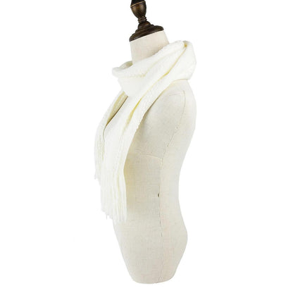 Schal und Handschuh Set Damen Zopfmuster Touchscreen Off-white