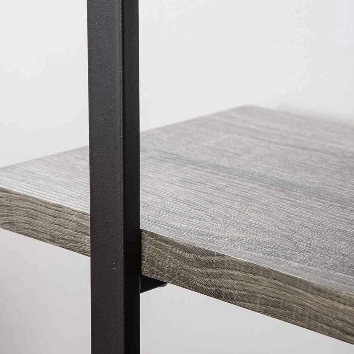 Industrielles Bücherregal Grau mit 3 Etagen – Metall & Holz