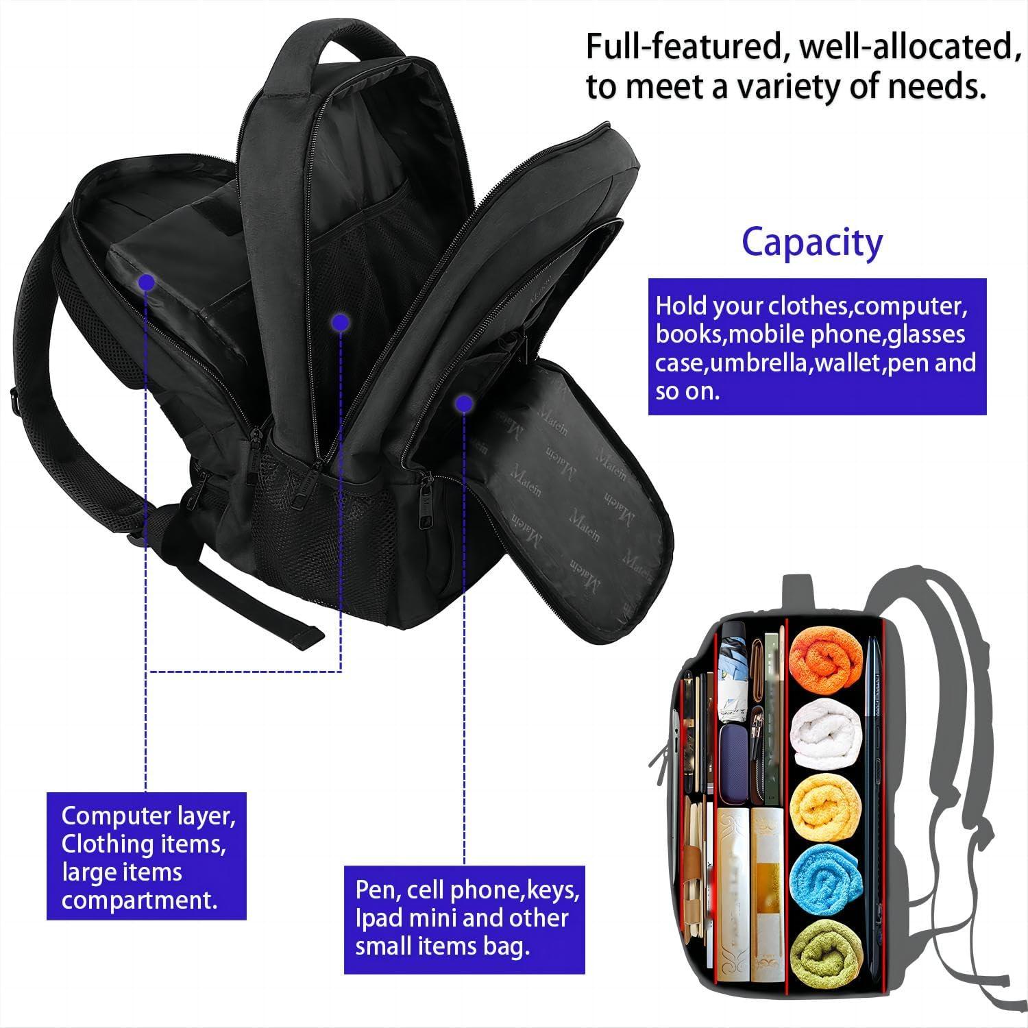 Business Laptop Rucksack 15,6 Zoll USB Ladeanschluss Wasserdicht Schwarz