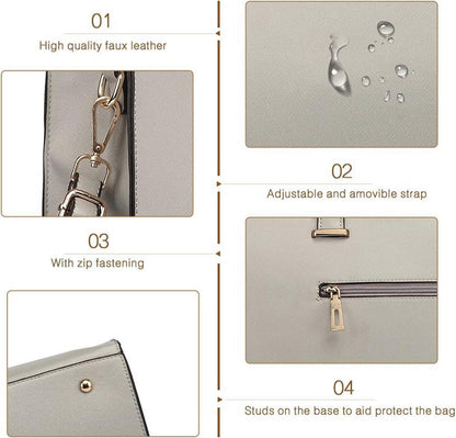 Umhängetasche Damen Aktentasche Handtasche Schultertasche Tasche Grau