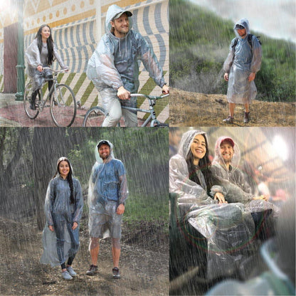 Einweg Regenponcho Transparent 5 Stück Kapuze Regencape