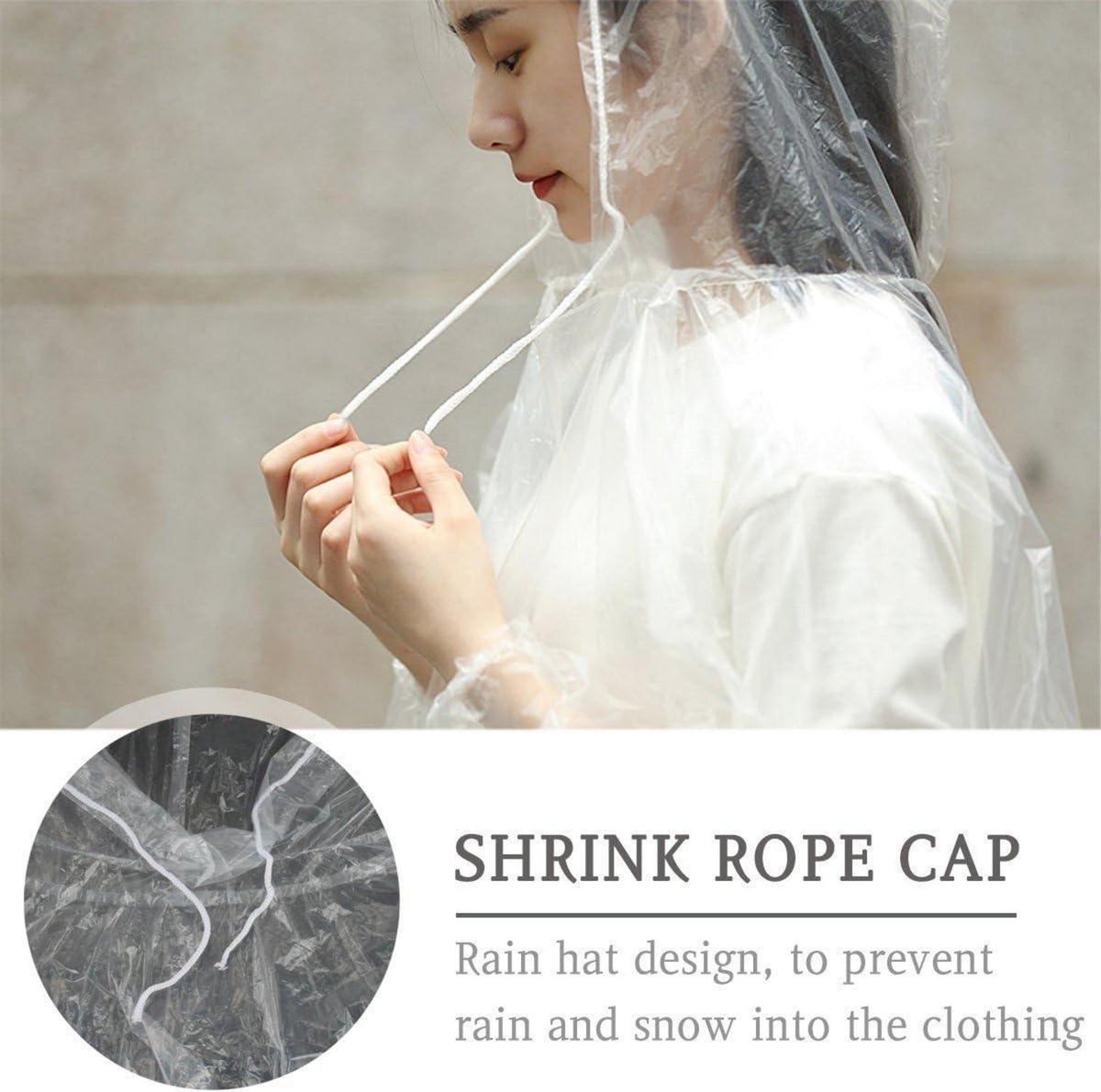 Transparente Einweg Regenponchos mit Kapuze 5er Set