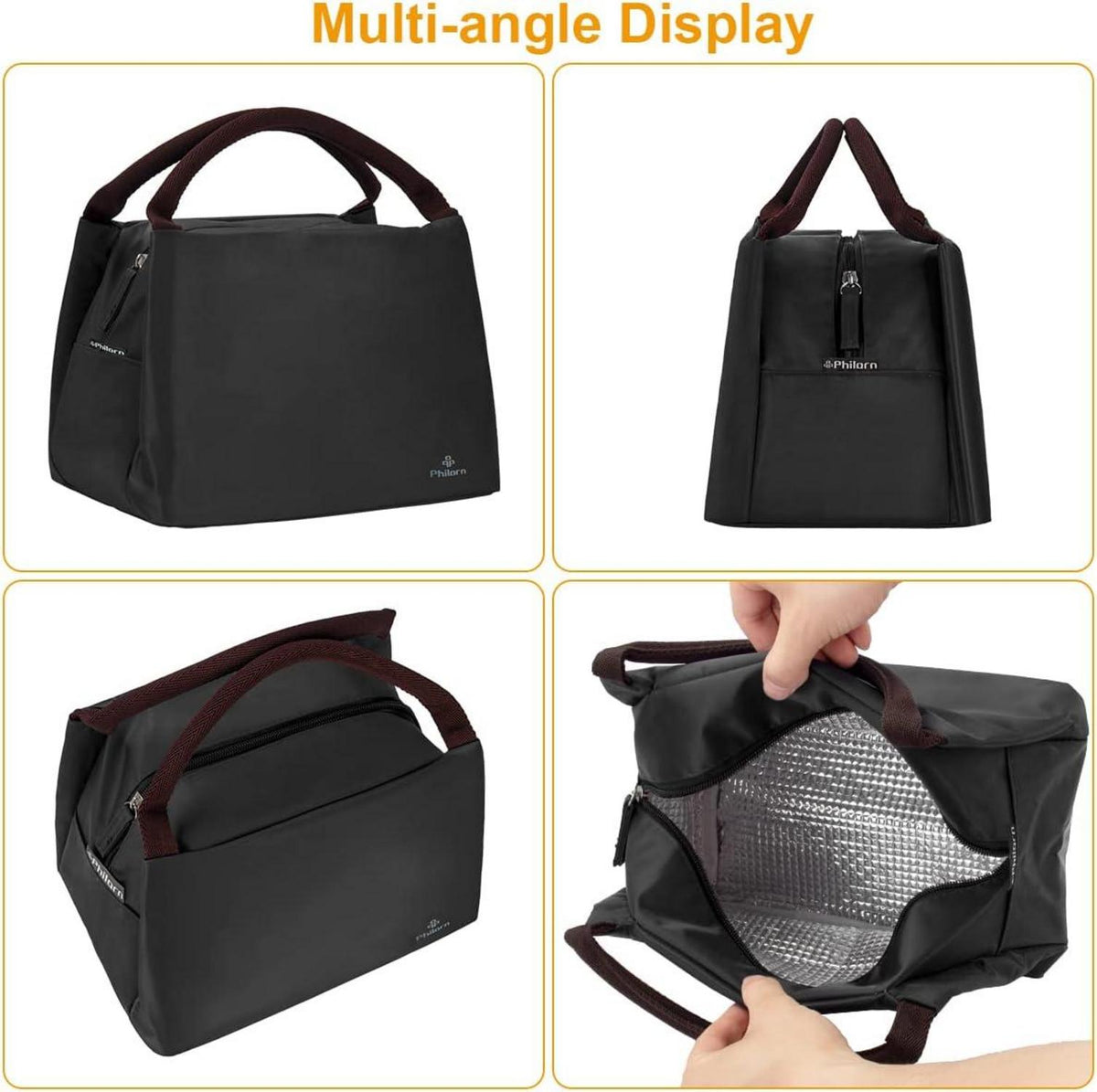 Lunchtasche Philorn Schwarz Wasserdicht Leicht Isoliertasche 7.6L