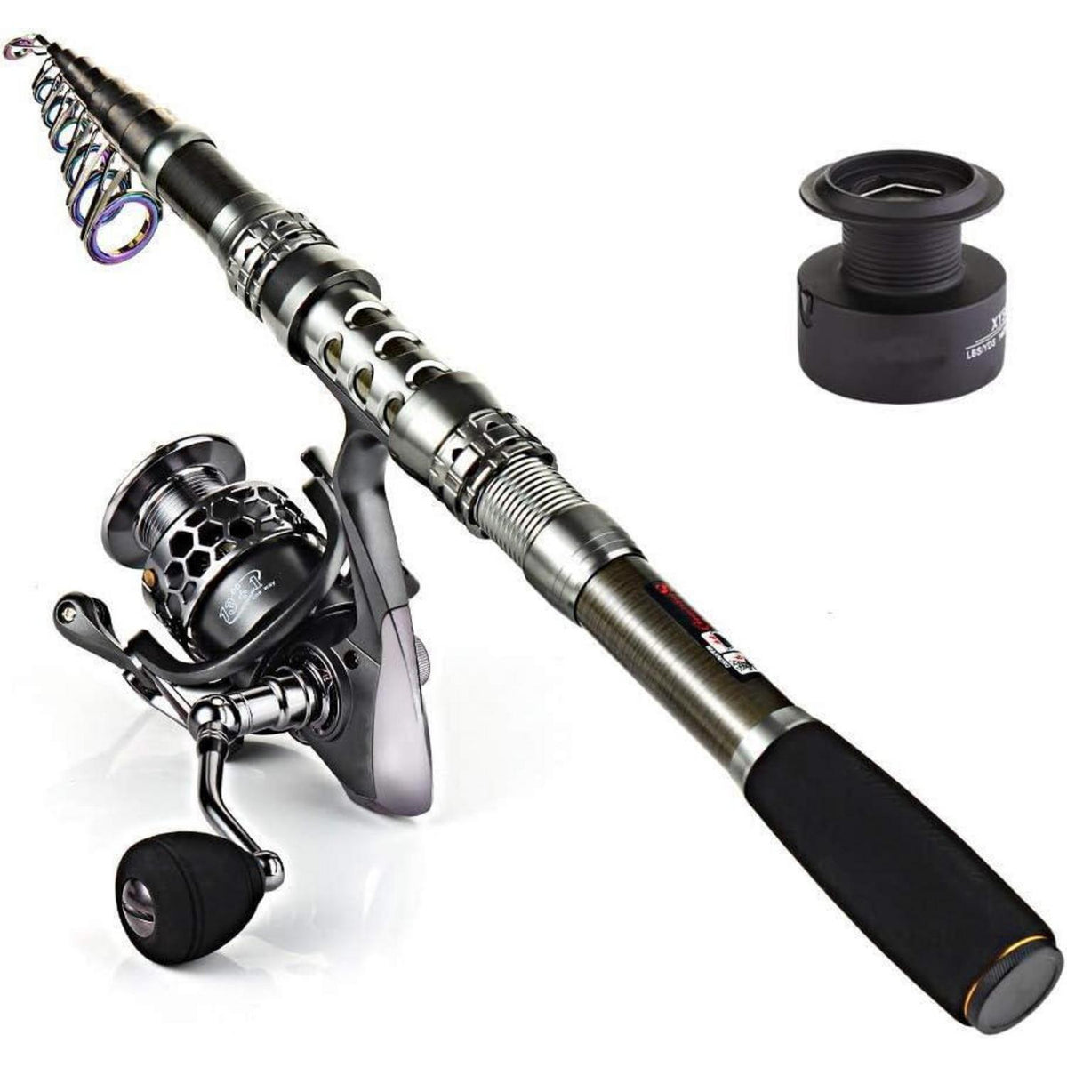 Teleskop Angelrute & Spinnrolle Combo für Reise & Salzwasser/Süßwasser