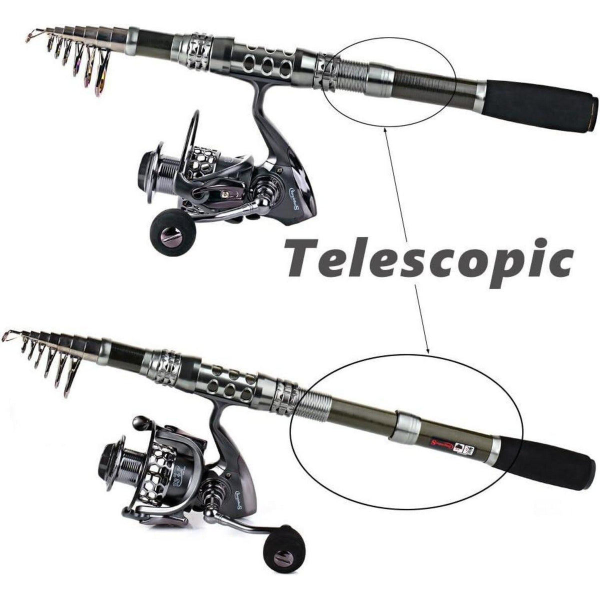 Teleskop-Angelrute & Spinnrolle Combo für Reise & Salzwasser