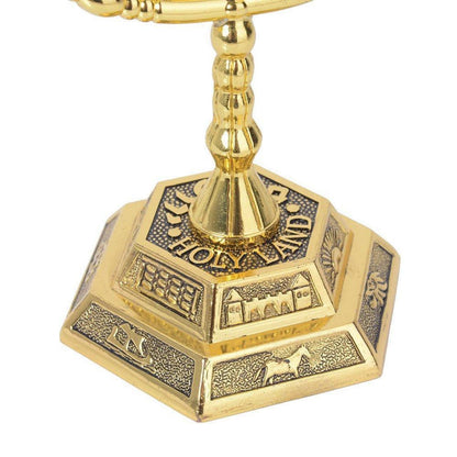Menora Kerzenständer Gold 7-flammig 13cm mit 12 Stämmen Symbol