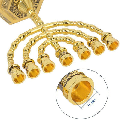 Menora Kerzenständer Gold 7-flammig 13cm mit 12 Stämmen Symbol