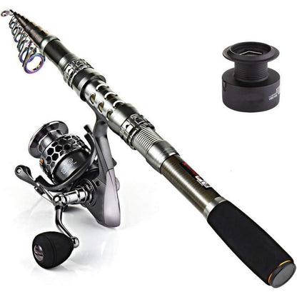 Angelruten- und Rollen-Set, Teleskop, Reise, Salzwasser/Süßwasser, 2,4M Rute + XY 3000 Rolle