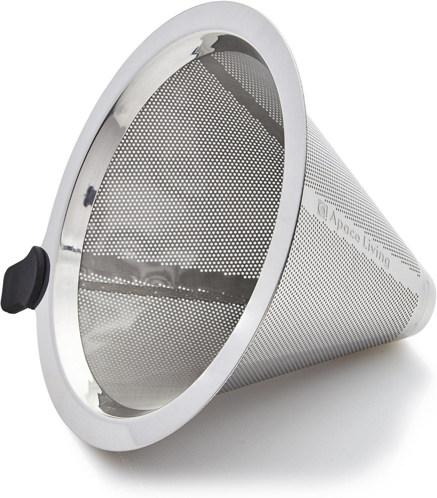 Pour Over Kaffeebereiter 1L Glas Edelstahl Filter Korkdeckel