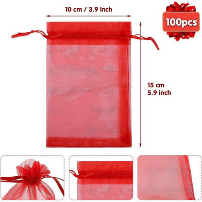 100 Organzasäckchen bunt – 10x15 cm – Geschenkbeutel & Schmuckaufbewahrung