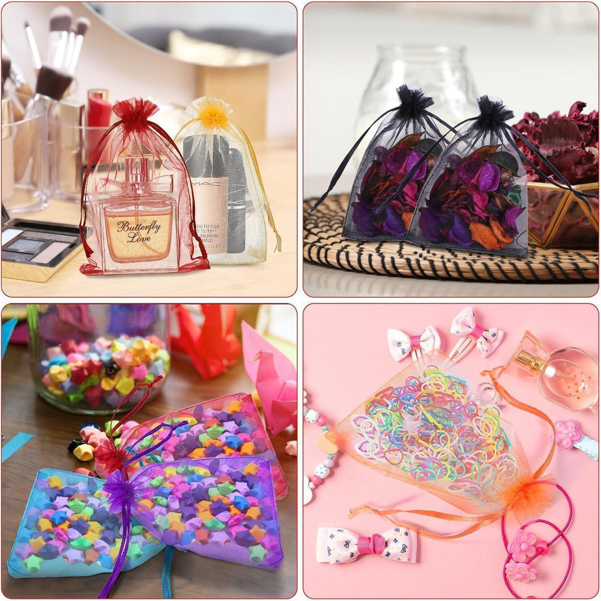 100 Organzasäckchen bunt – 10x15 cm – Geschenkbeutel & Schmuckaufbewahrung