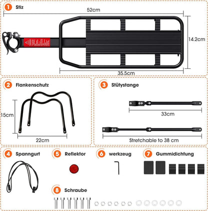 Fahrradgepäckträger Mountainbike Aluminiumlegierung 100kg 24-29 Zoll Einstellbar
