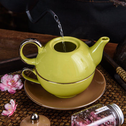 Porzellan Tee Kaffee Set Kanne Tasse Untertasse Meergrün
