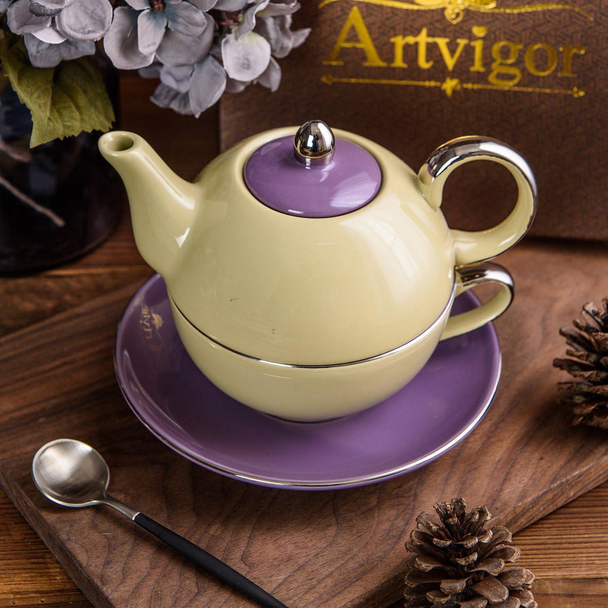 Artvigor Porzellan Tea for One Set Beige Geschenkverpackung