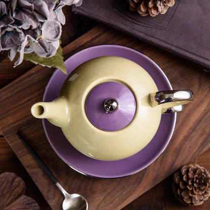 Porzellan Tea for One Set Kaffee Tee Kanne Tasse Untertasse 3-teilig Beige