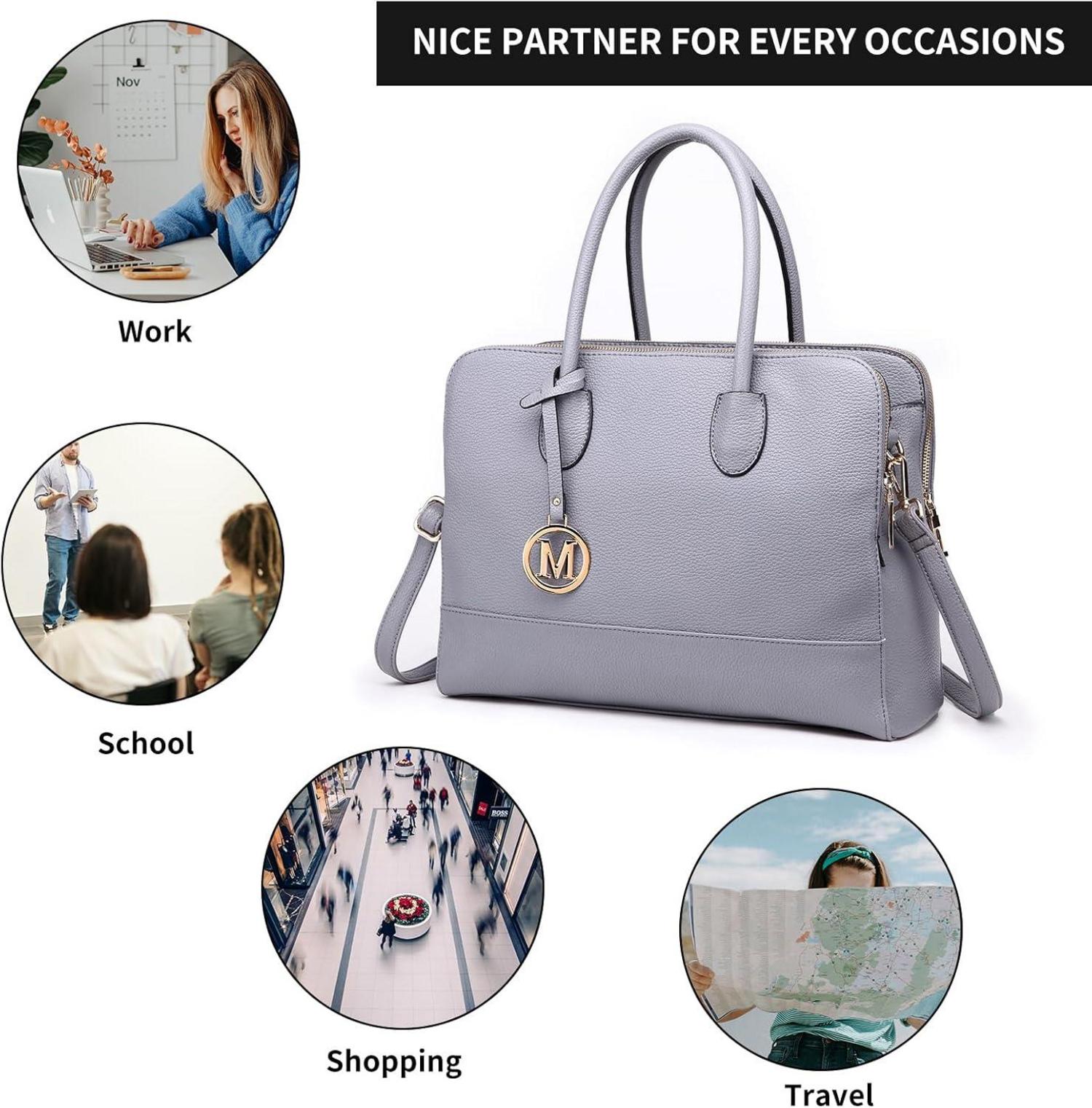 Miss Lulu Aktentasche Damen PU Leder 13 Zoll Laptoptasche Elegant Retro