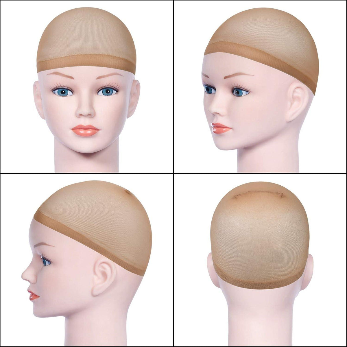 Haarnetz Wig Cap 4er Set Dehnbar Atmungsaktiv Schwarz Mesh Hautfarbe