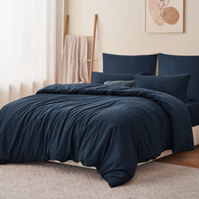 Bettwäsche 200x200 Dunkelblau Set mit Kissenbezügen