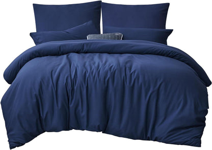 Bettwäsche Set 220x240cm Dunkelblau Mikrofaser Weich 240x220cm