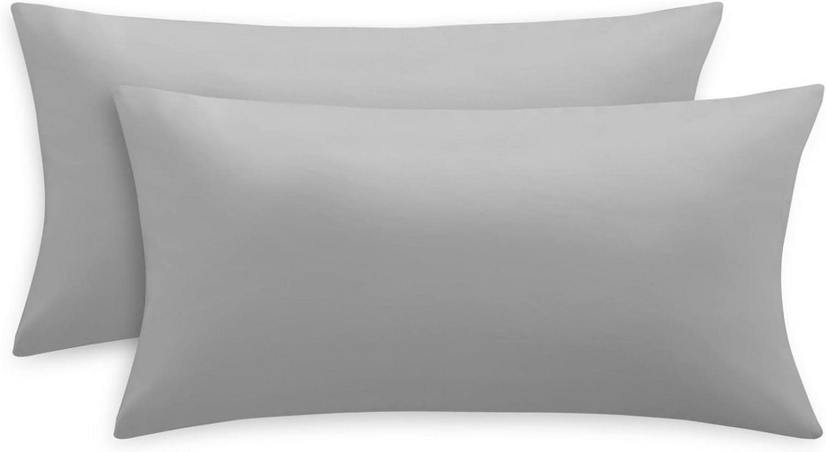 Kissenbezug 40x80 Grau Mikrofaser Reißverschluss 2er Set