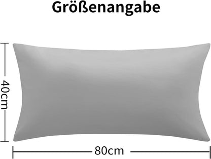 Kissenbezug 40x80 2er Set Grau Mikrofaser Reißverschluss