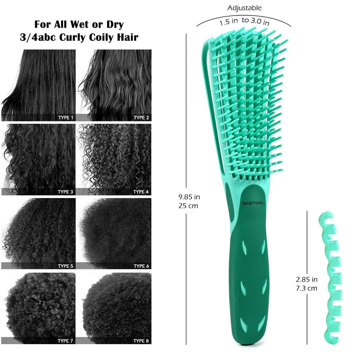 Lockenbürste Afro Haare 3a-4c Naturhaar Entwirrbürste Grün
