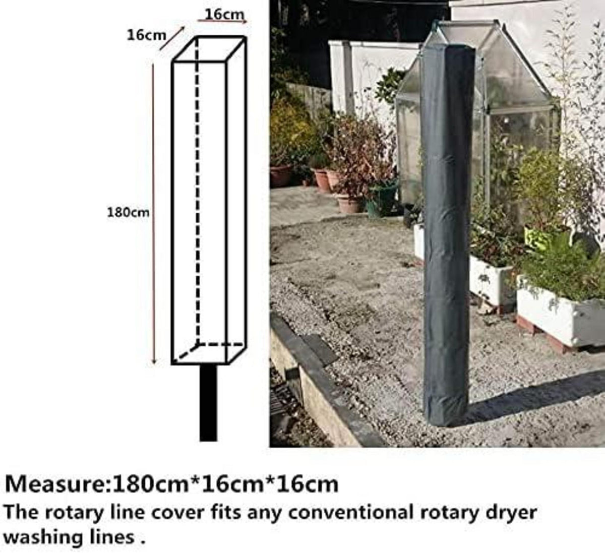 Schutzhülle für Wäschespinne 600D Oxford wasserdicht Grau 16x16x180cm