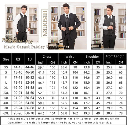 Herren Jacquard Weste Krawatte Einstecktuch Set Grau